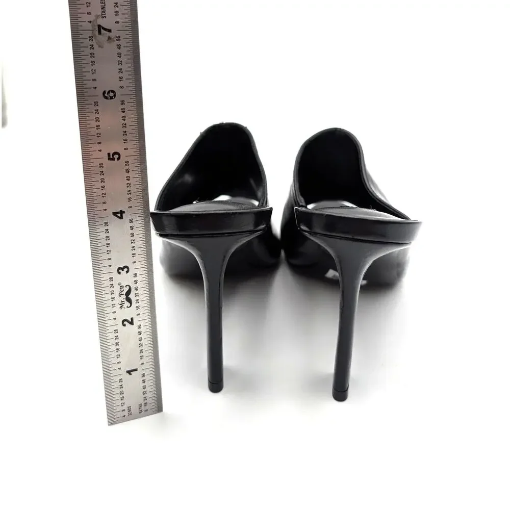 Steve Madden Dayla Peep Toe Heel Mule Women's Black Leather Size US10M EU40.5